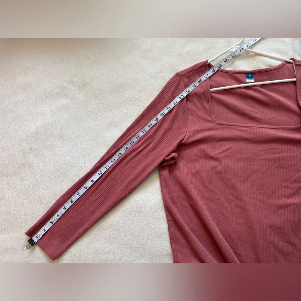 Old Navy Square Neck Ribbed Bodysuit Set of 2 (Dusty Pink & Wine) 3X